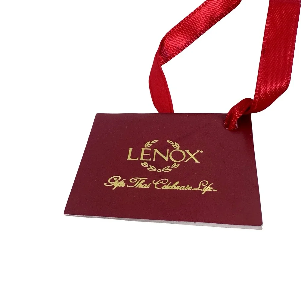 Lenox Porcelain Christmas Ornaments Set Noel Sleigh and Snowflake White Glazed